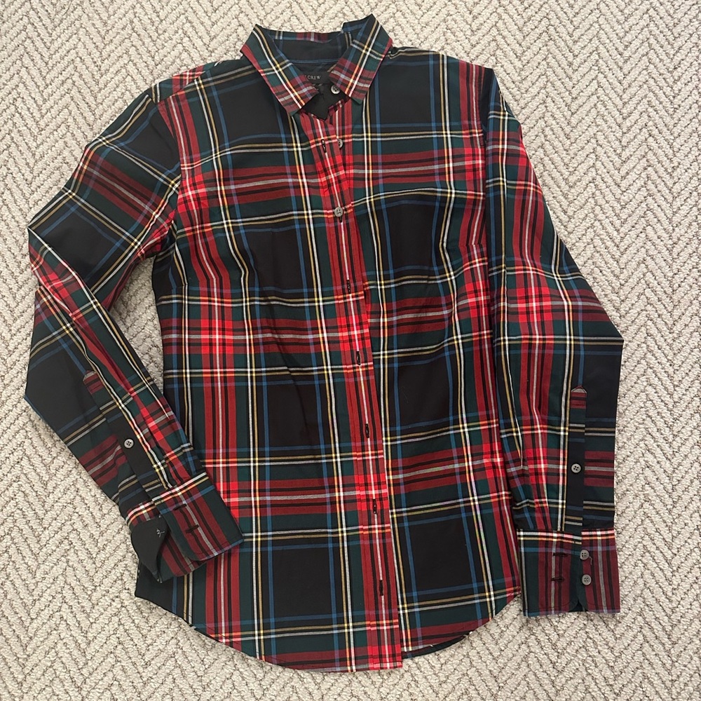 JCrew tartan blouse